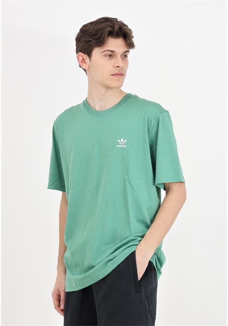 Green short-sleeved T-shirt for men with trefoil logo embroidery ADIDAS ORIGINALS | IN0671.